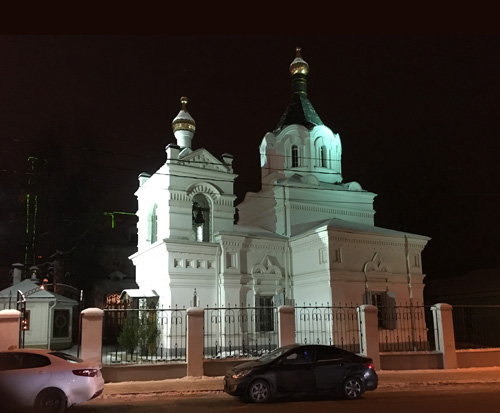 Архитектурное освещение церкви Александра Невского в городе Звенигород